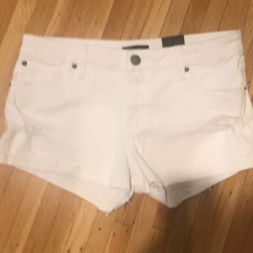 White Ripped Jean Short